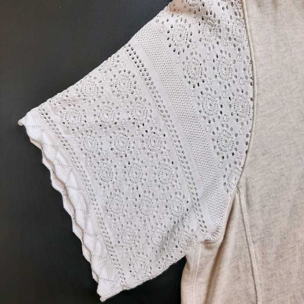 Anthro Akemi + Kin Crochet Sleeve Sweatshirt Tunic - Picture 3 of 10